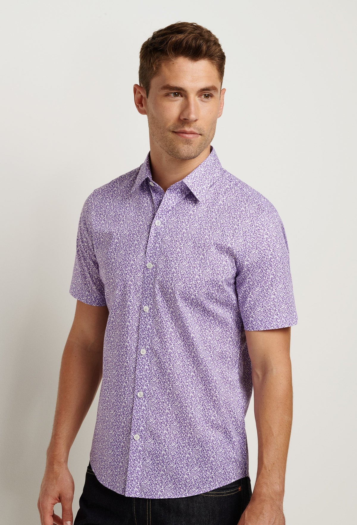 Purple Short Sleeve Button Down Shirt ...